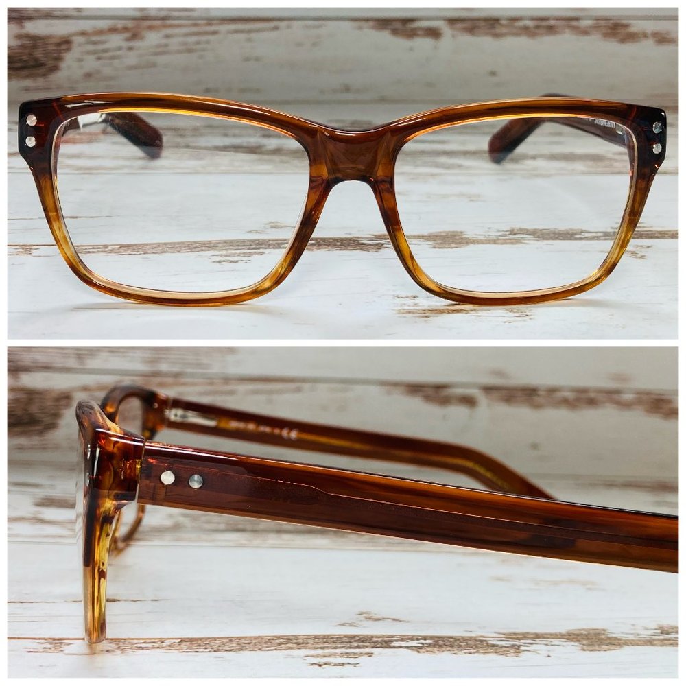 Andrew Andrew Square Brown & Silver Eyeglasses Glasses Frames NWOT